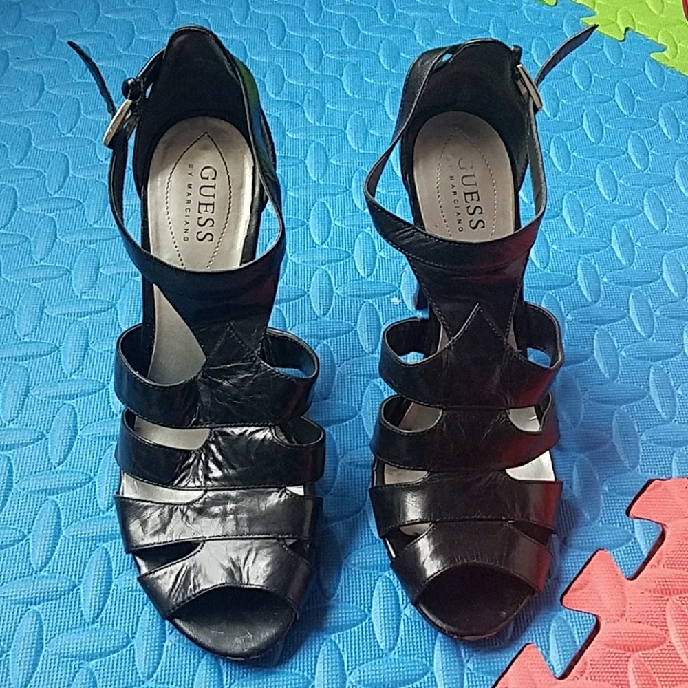 black caged open toe
